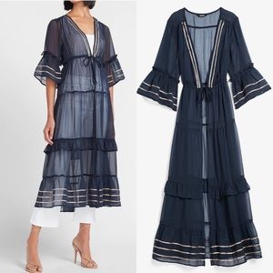 Express Sheer Metallic Navy Kimono Cover-Up S